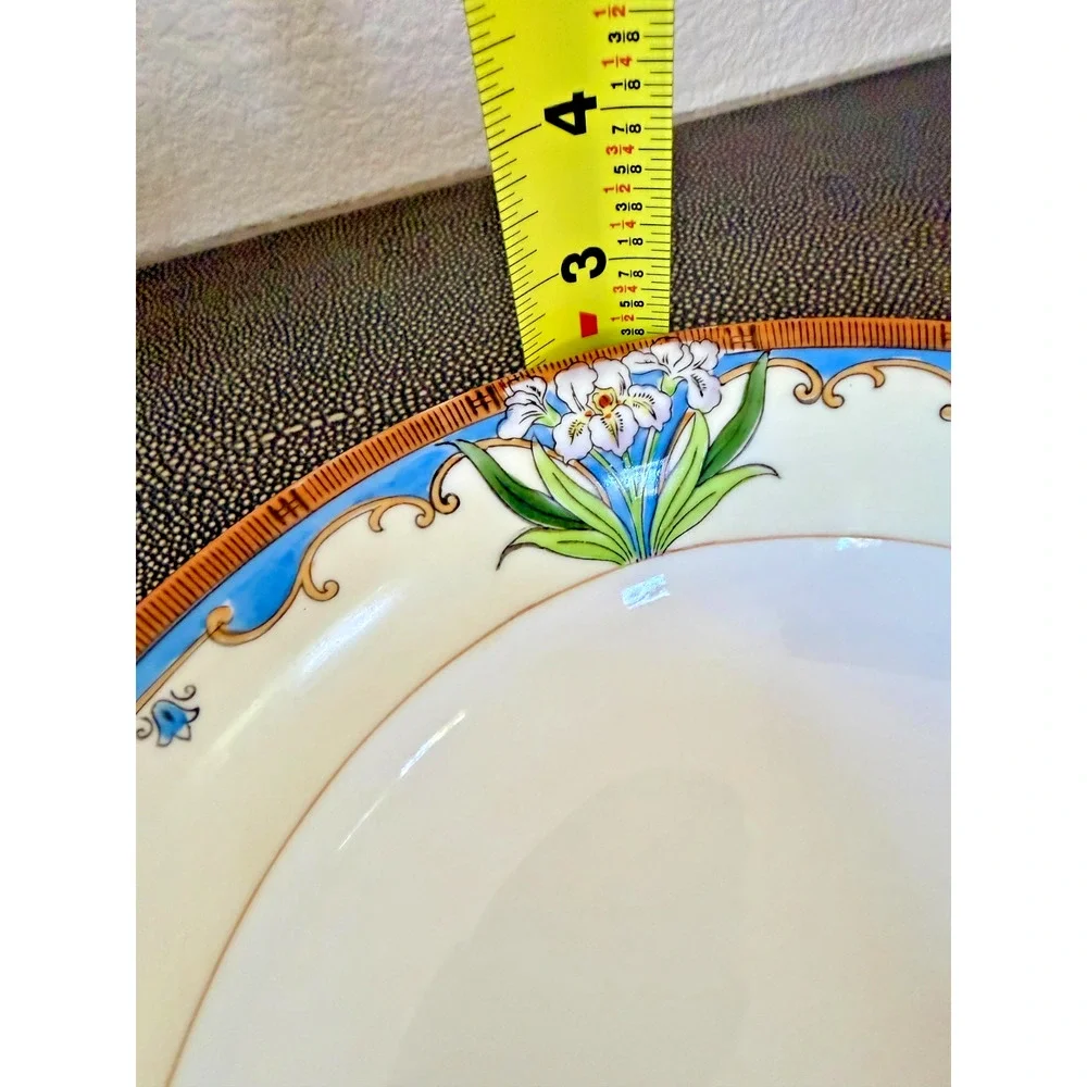 Antique 1920s Art Deco Noritake M Wreath Handled Serving Bowl Floral Gold Japan